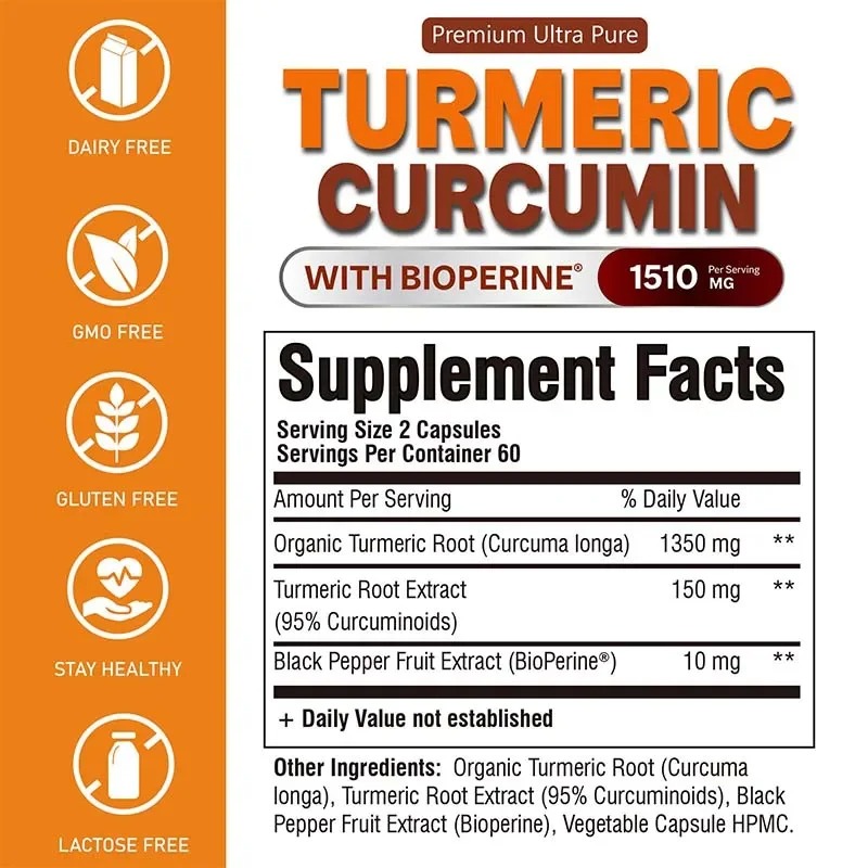 Kapsułki z kurkumą i kurkuminą – Turmeric Curcumin Capsule recenzja i cena