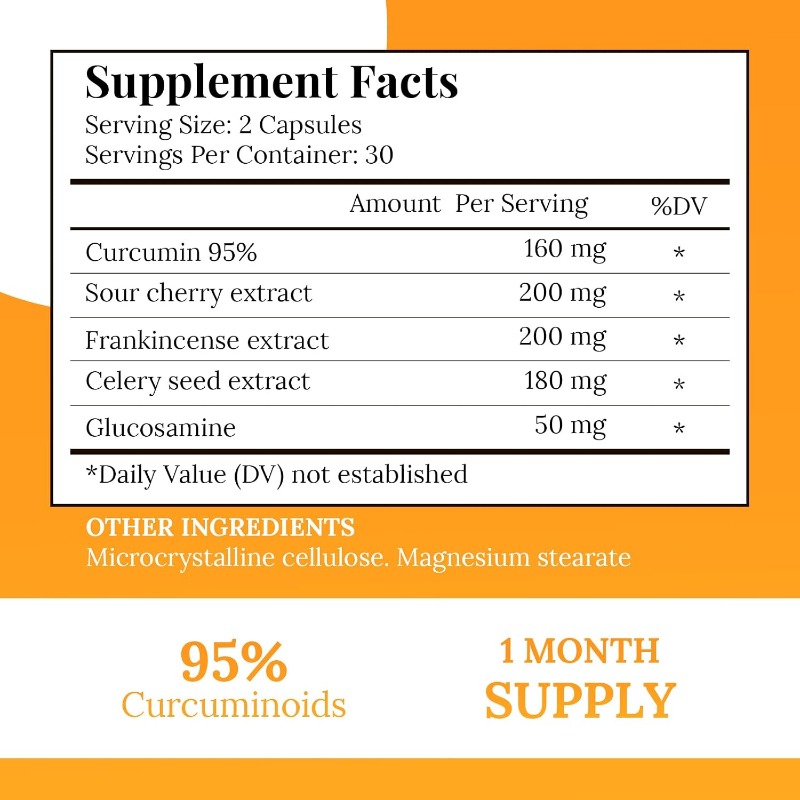 Kurkumina 95%, Glukozamina, za – Turmeric Curcumin Capsule recenzja i cena